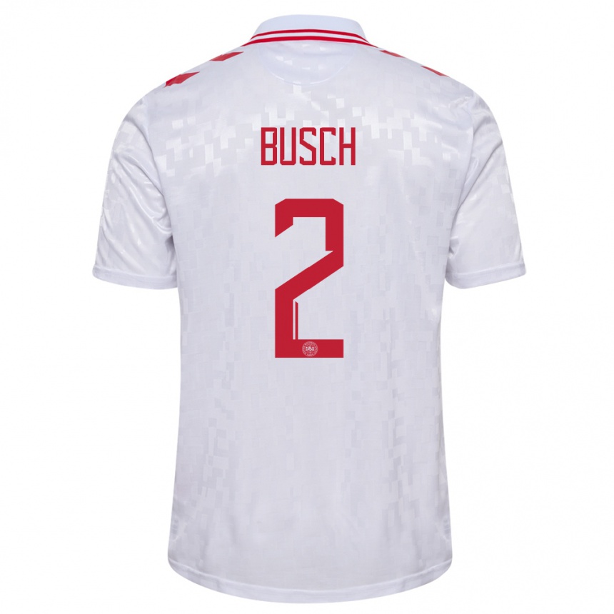 Men Football Denmark Alexander Busch #2 White Away Jersey 24-26 T-Shirt Australia