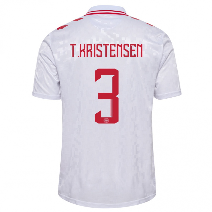 Men Football Denmark Thomas Kristensen #3 White Away Jersey 24-26 T-Shirt Australia