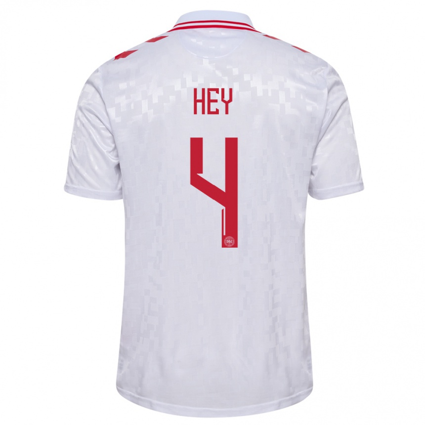 Men Football Denmark Lucas Hey #4 White Away Jersey 24-26 T-Shirt Australia