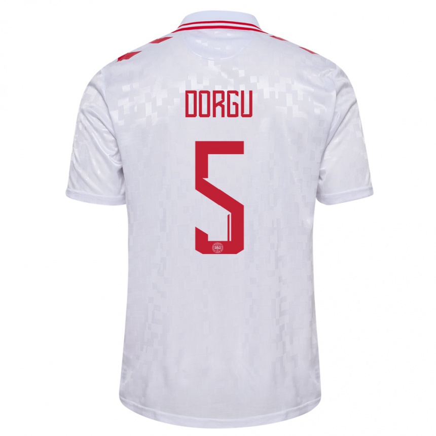 Men Football Denmark Patrick Dorgu #5 White Away Jersey 24-26 T-Shirt Australia