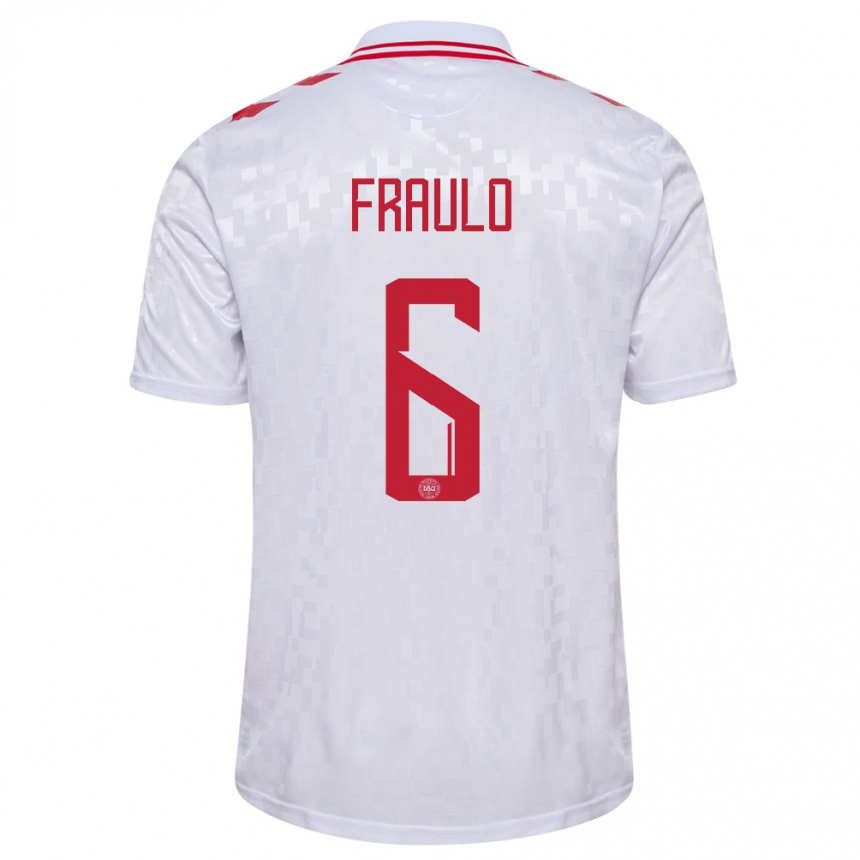 Men Football Denmark Oscar Fraulo #6 White Away Jersey 24-26 T-Shirt Australia