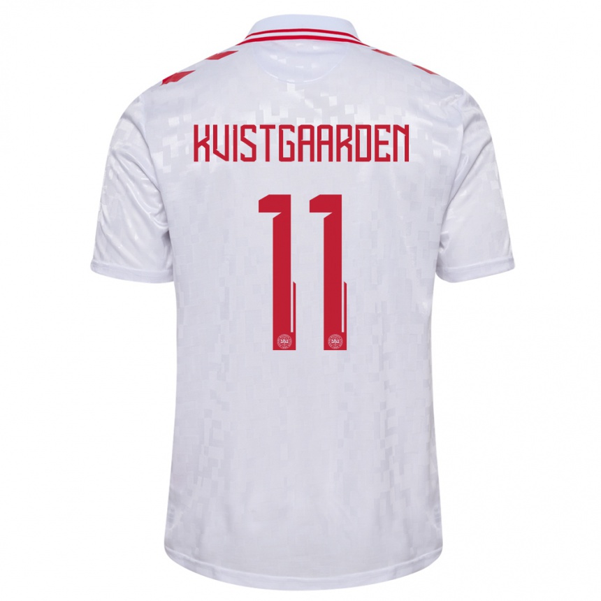 Men Football Denmark Mathias Kvistgaarden #11 White Away Jersey 24-26 T-Shirt Australia