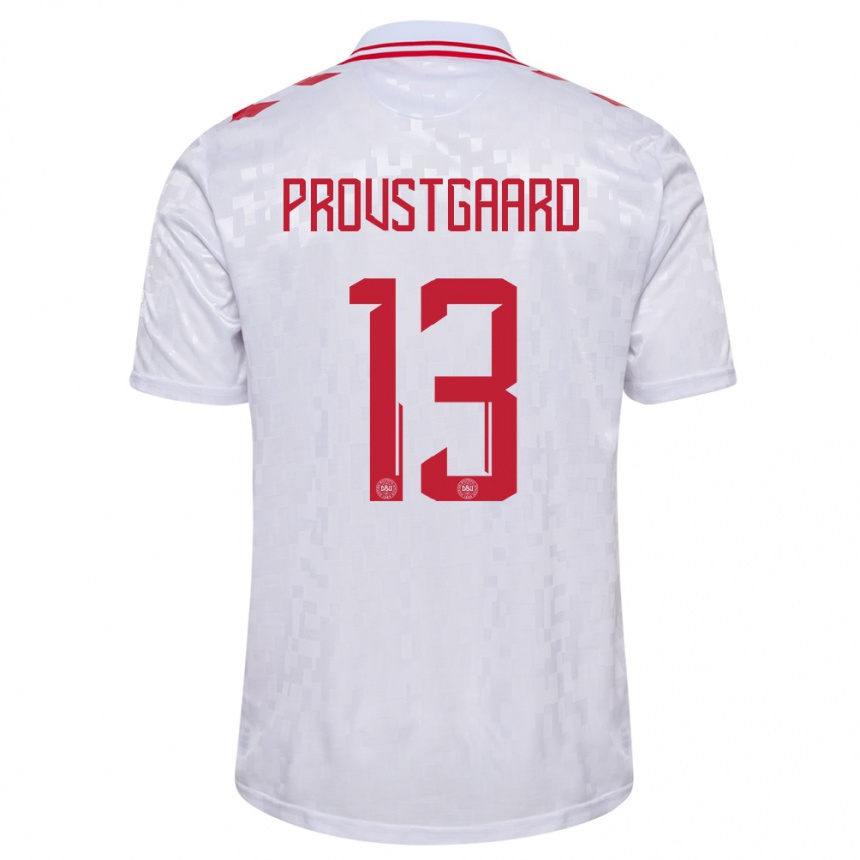 Men Football Denmark Oliver Provstgaard #13 White Away Jersey 24-26 T-Shirt Australia