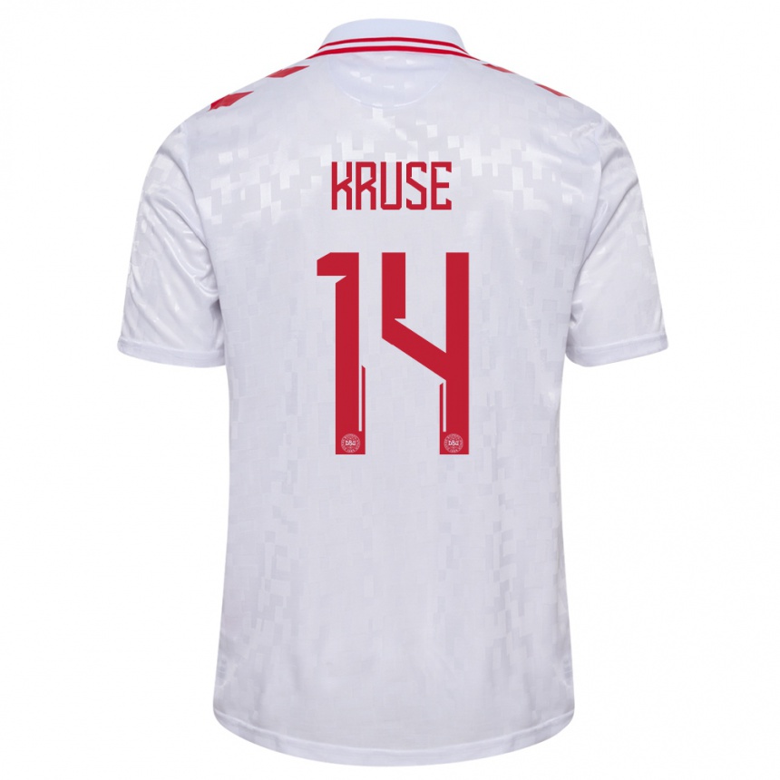 Men Football Denmark David Kruse #14 White Away Jersey 24-26 T-Shirt Australia