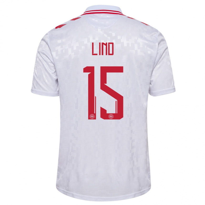 Men Football Denmark Victor Lind #15 White Away Jersey 24-26 T-Shirt Australia