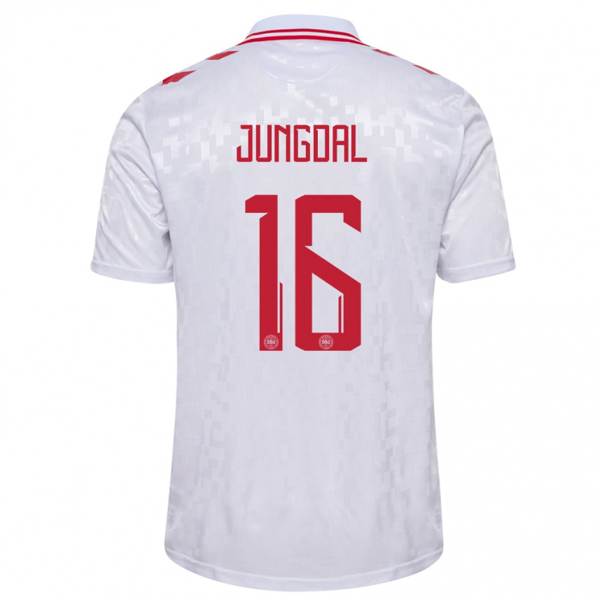 Men Football Denmark Andreas Jungdal #16 White Away Jersey 24-26 T-Shirt Australia