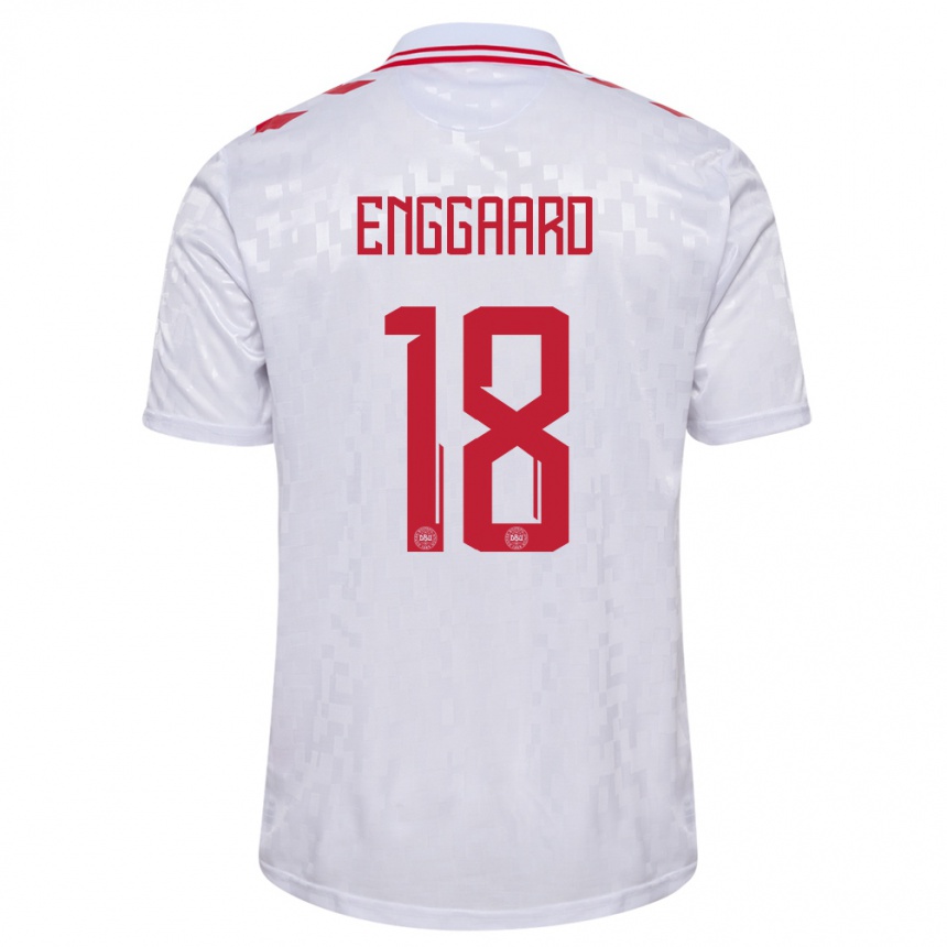 Men Football Denmark Mads Enggaard #18 White Away Jersey 24-26 T-Shirt Australia