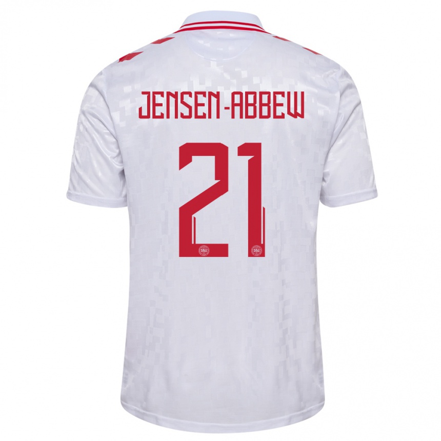 Men Football Denmark Jonas Jensen-Abbew #21 White Away Jersey 24-26 T-Shirt Australia