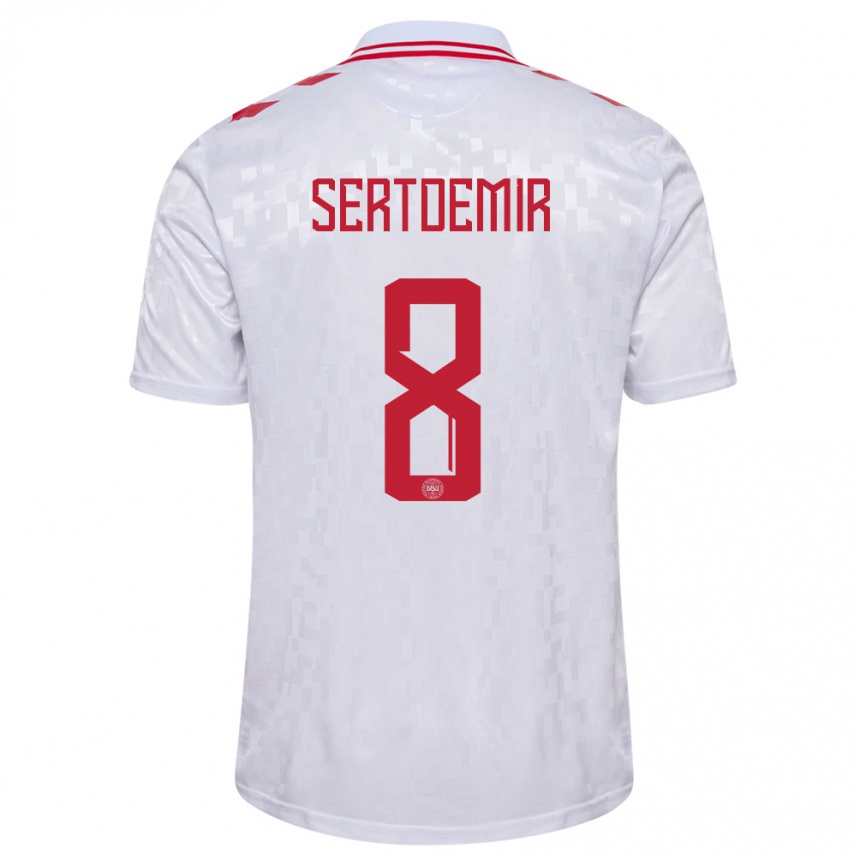 Men Football Denmark Zidan Sertdemir #8 White Away Jersey 24-26 T-Shirt Australia