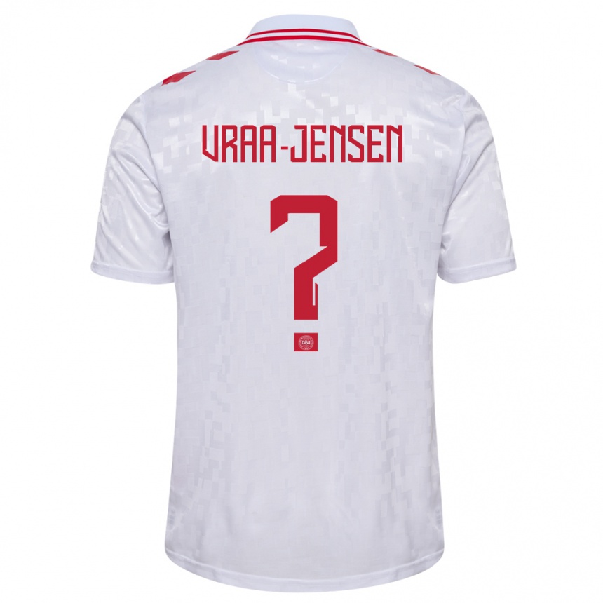 Men Football Denmark Ludwig Vraa-Jensen #0 White Away Jersey 24-26 T-Shirt Australia