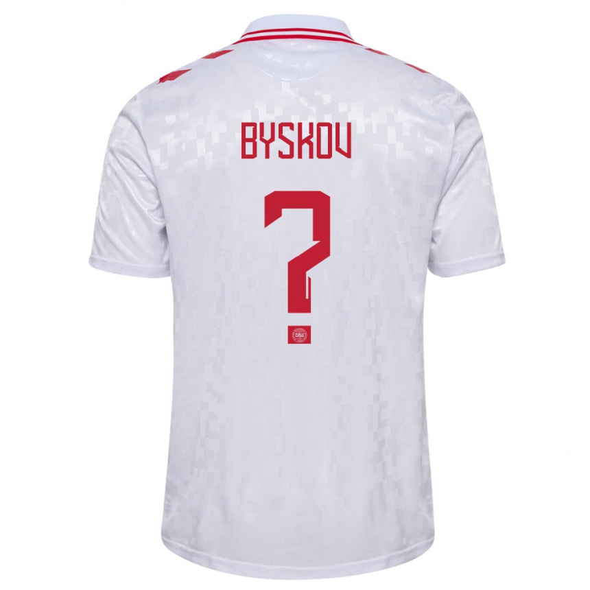 Men Football Denmark Valdemar Byskov #0 White Away Jersey 24-26 T-Shirt Australia