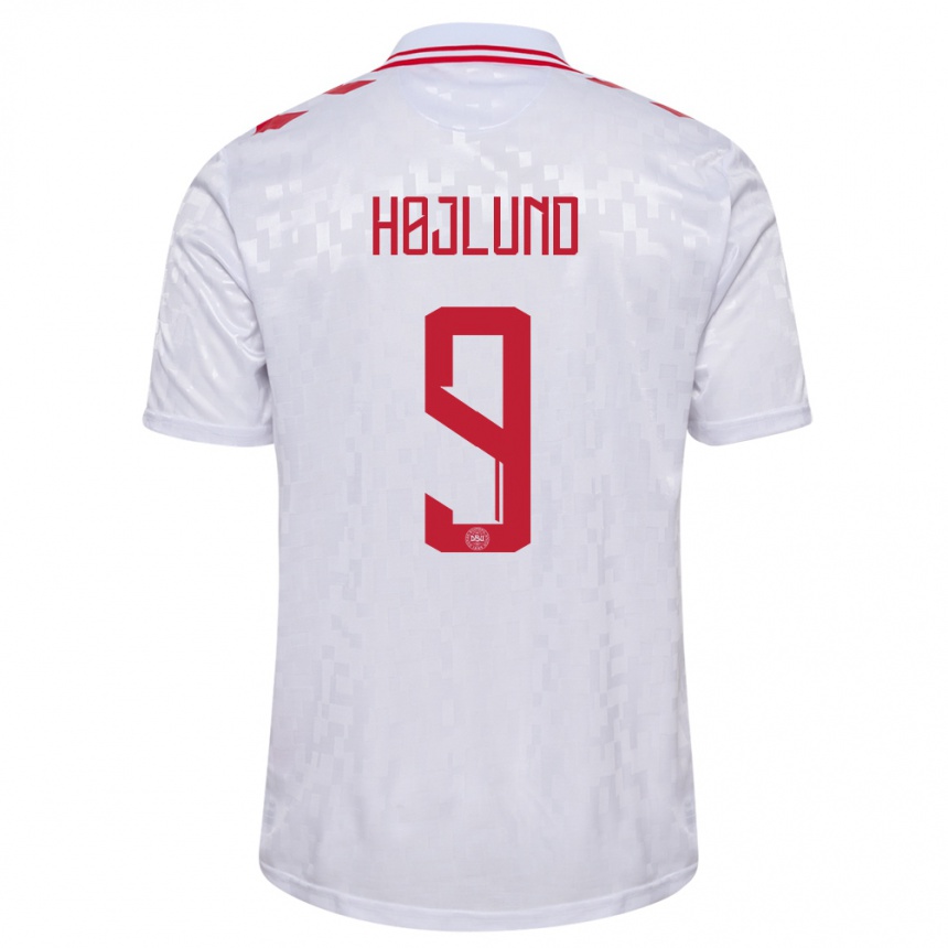 Men Football Denmark Emil Højlund #9 White Away Jersey 24-26 T-Shirt Australia