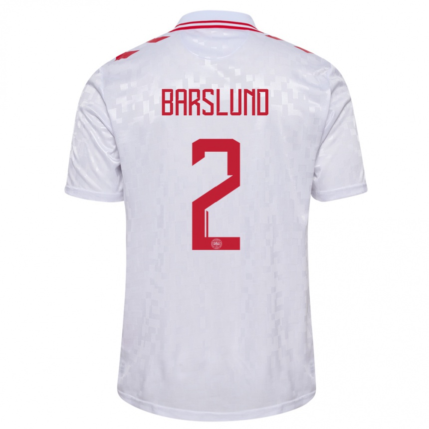 Men Football Denmark Kaare Barslund #2 White Away Jersey 24-26 T-Shirt Australia