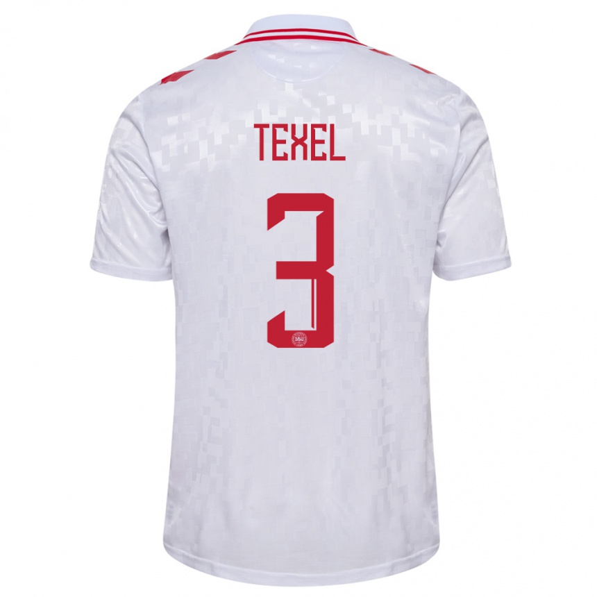 Men Football Denmark Pontus Texel #3 White Away Jersey 24-26 T-Shirt Australia