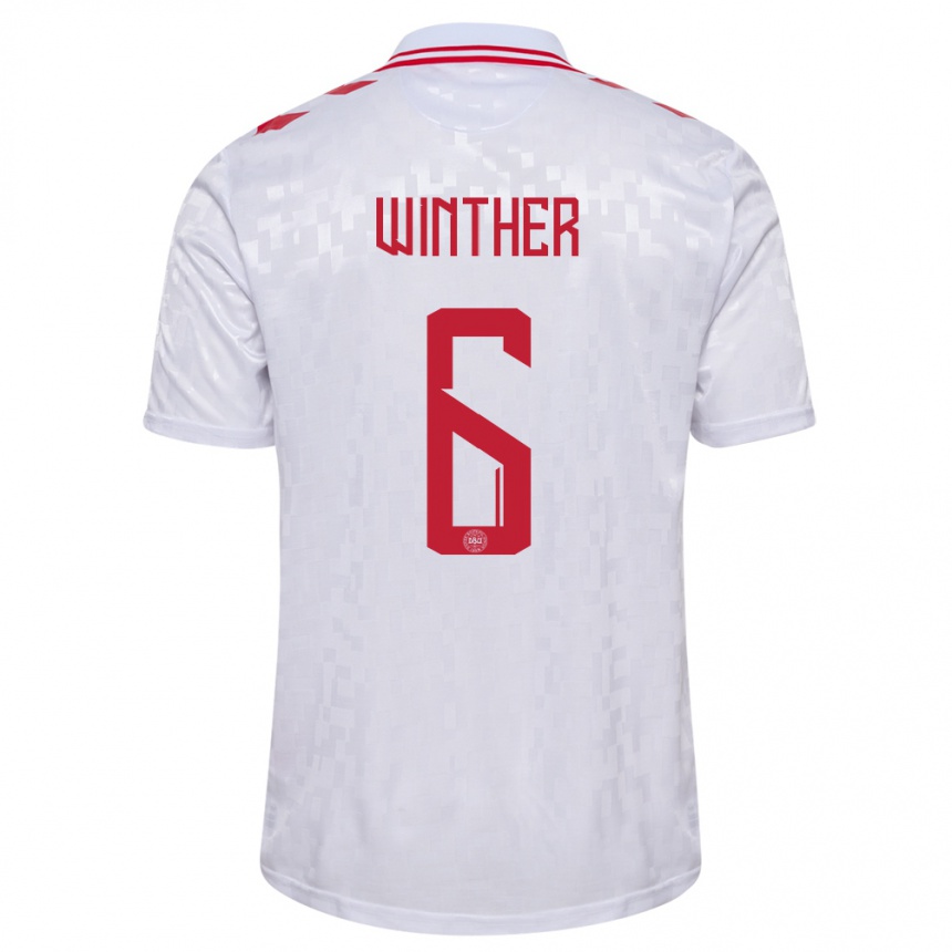 Men Football Denmark Casper Winther #6 White Away Jersey 24-26 T-Shirt Australia