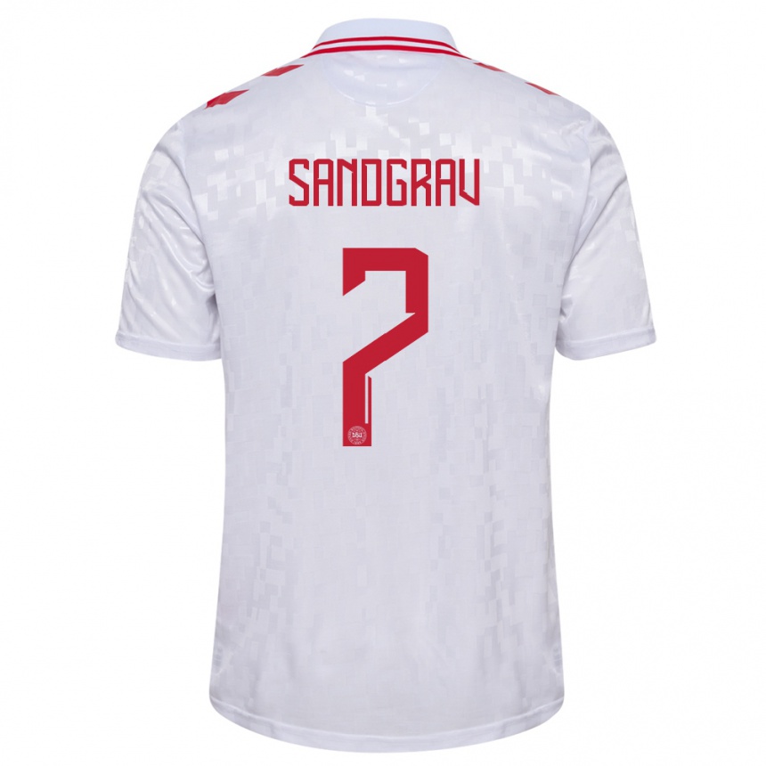 Men Football Denmark Lauge Sandgrav #7 White Away Jersey 24-26 T-Shirt Australia