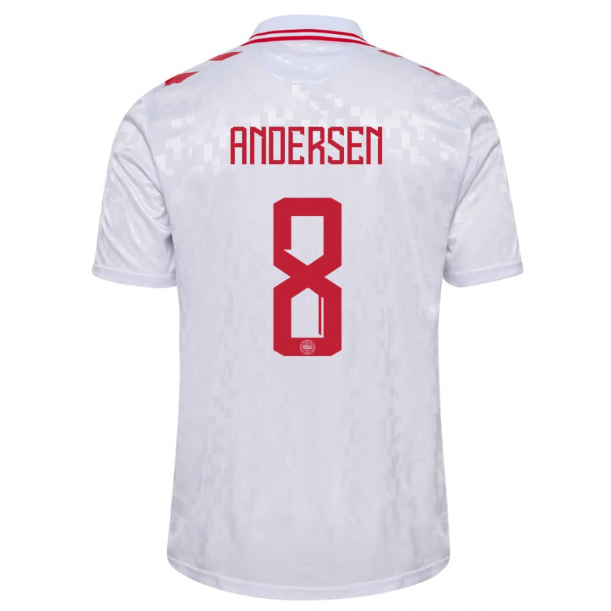 Men Football Denmark Silas Andersen #8 White Away Jersey 24-26 T-Shirt Australia