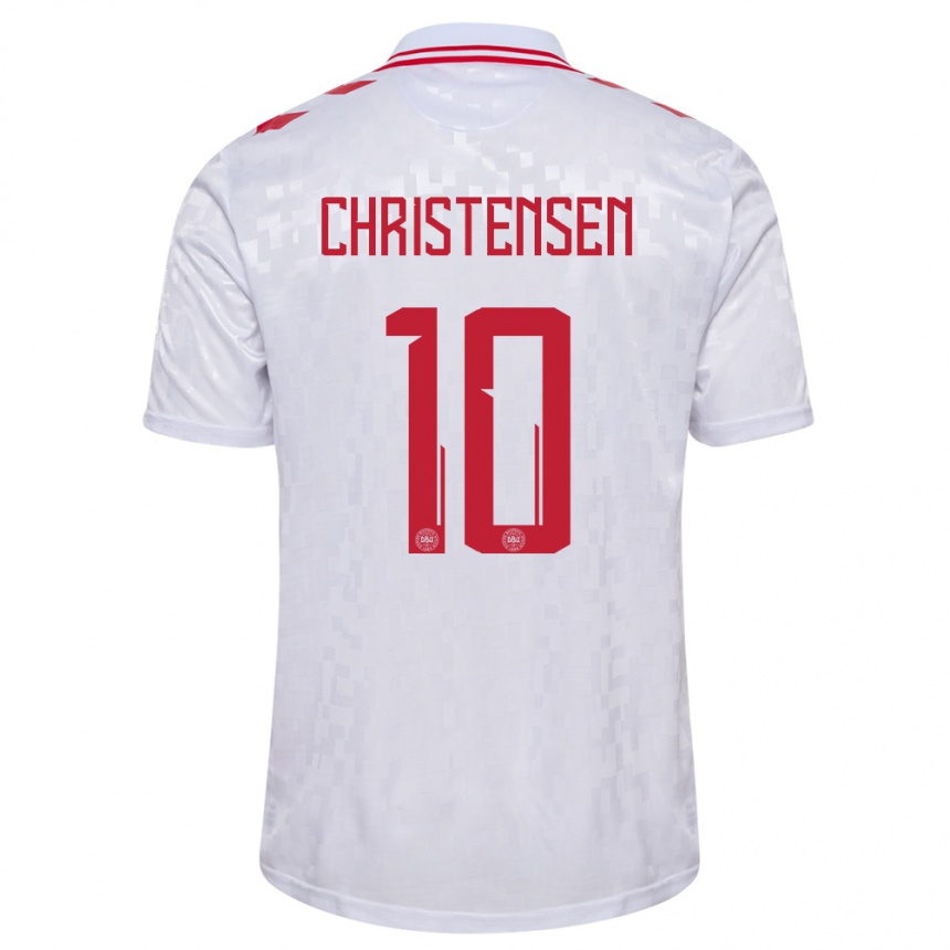 Men Football Denmark Gustav Christensen #10 White Away Jersey 24-26 T-Shirt Australia