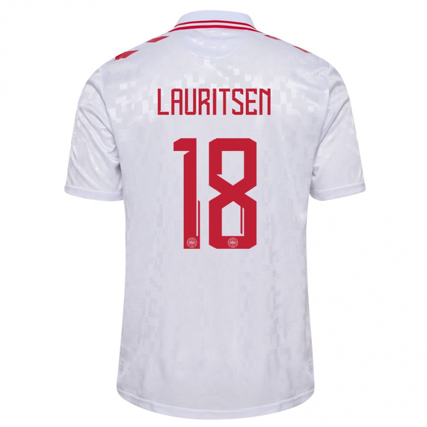 Men Football Denmark Tobias Lauritsen #18 White Away Jersey 24-26 T-Shirt Australia