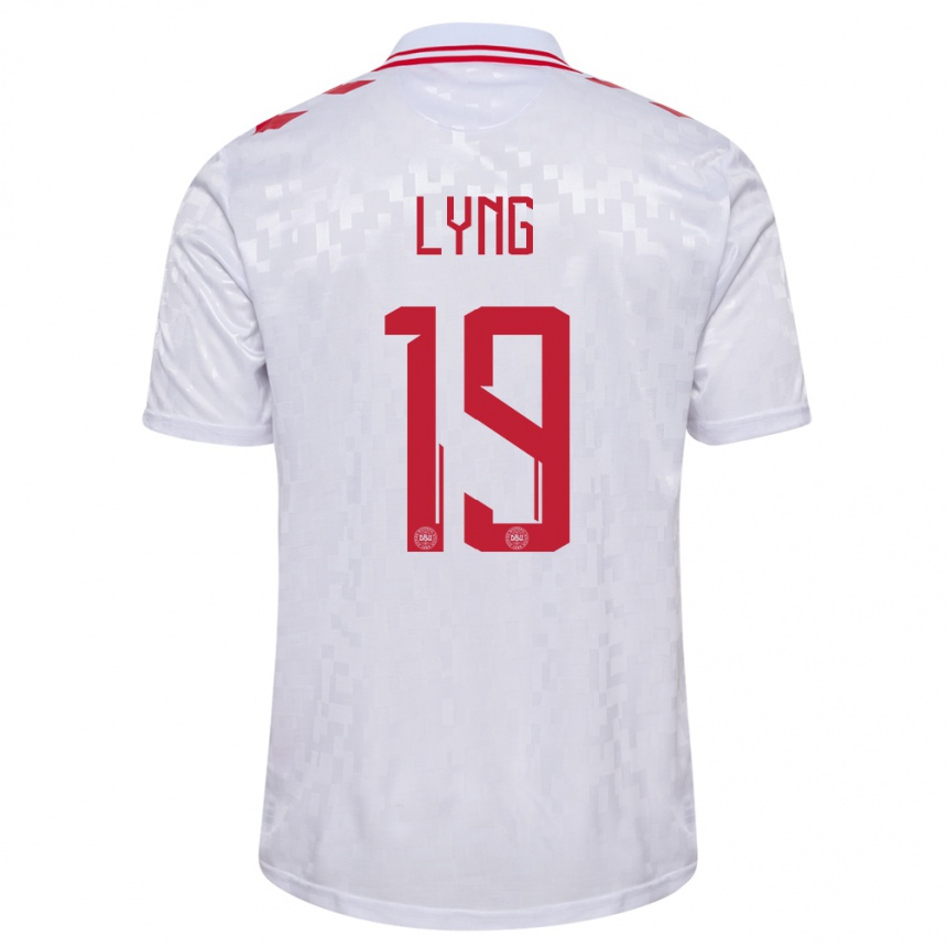 Men Football Denmark Alexander Lyng #19 White Away Jersey 24-26 T-Shirt Australia