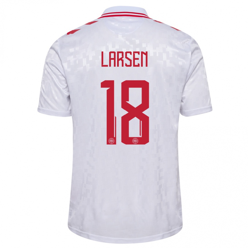 Men Football Denmark Lukas Larsen #18 White Away Jersey 24-26 T-Shirt Australia