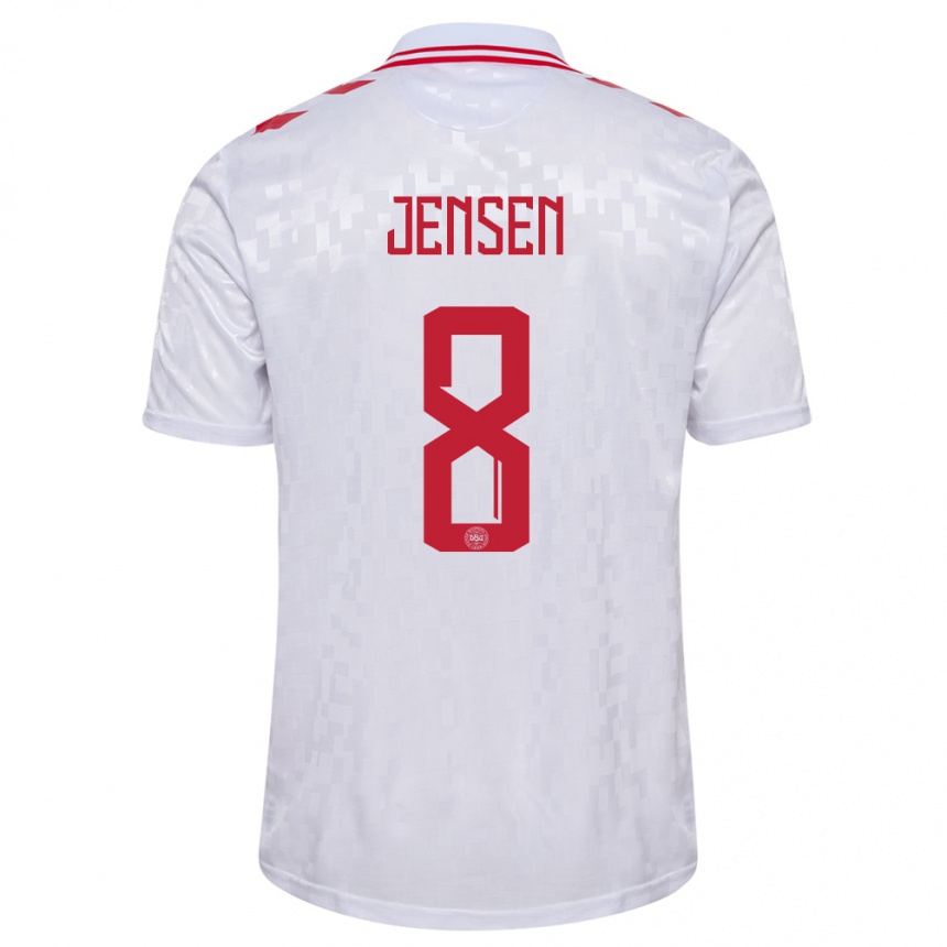 Men Football Denmark Tobias Lund Jensen #8 White Away Jersey 24-26 T-Shirt Australia