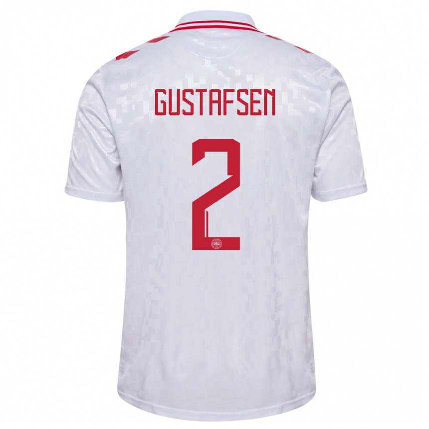 Men Football Denmark Victor Gustafsen #2 White Away Jersey 24-26 T-Shirt Australia