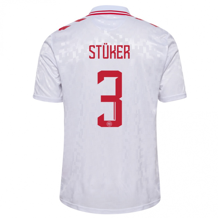 Men Football Denmark Simon Stüker #3 White Away Jersey 24-26 T-Shirt Australia