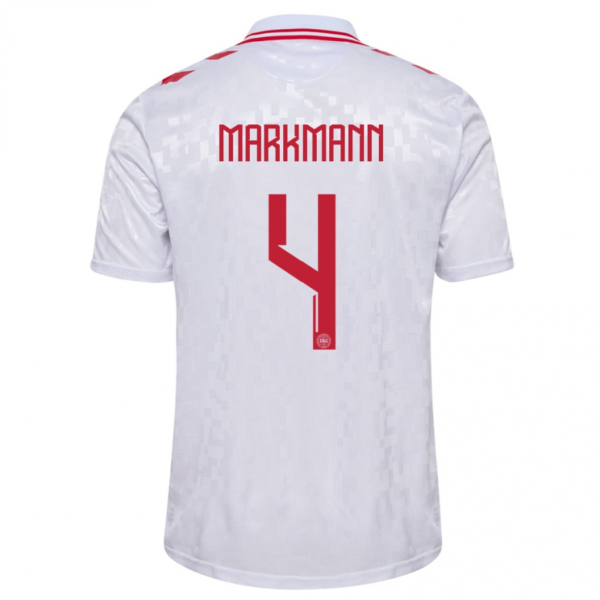 Men Football Denmark Noah Markmann #4 White Away Jersey 24-26 T-Shirt Australia