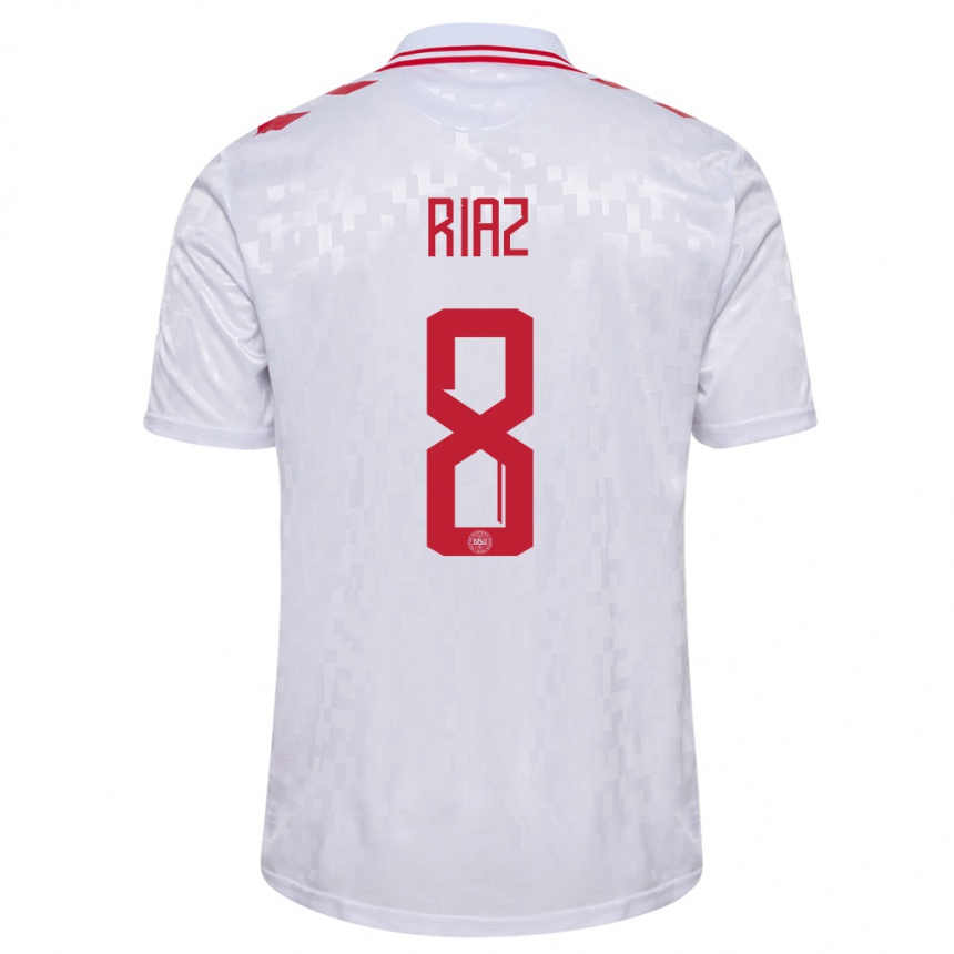 Men Football Denmark Danial Riaz #8 White Away Jersey 24-26 T-Shirt Australia