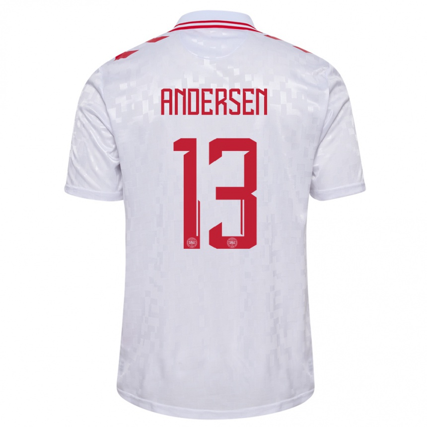 Men Football Denmark Frej Andersen #13 White Away Jersey 24-26 T-Shirt Australia