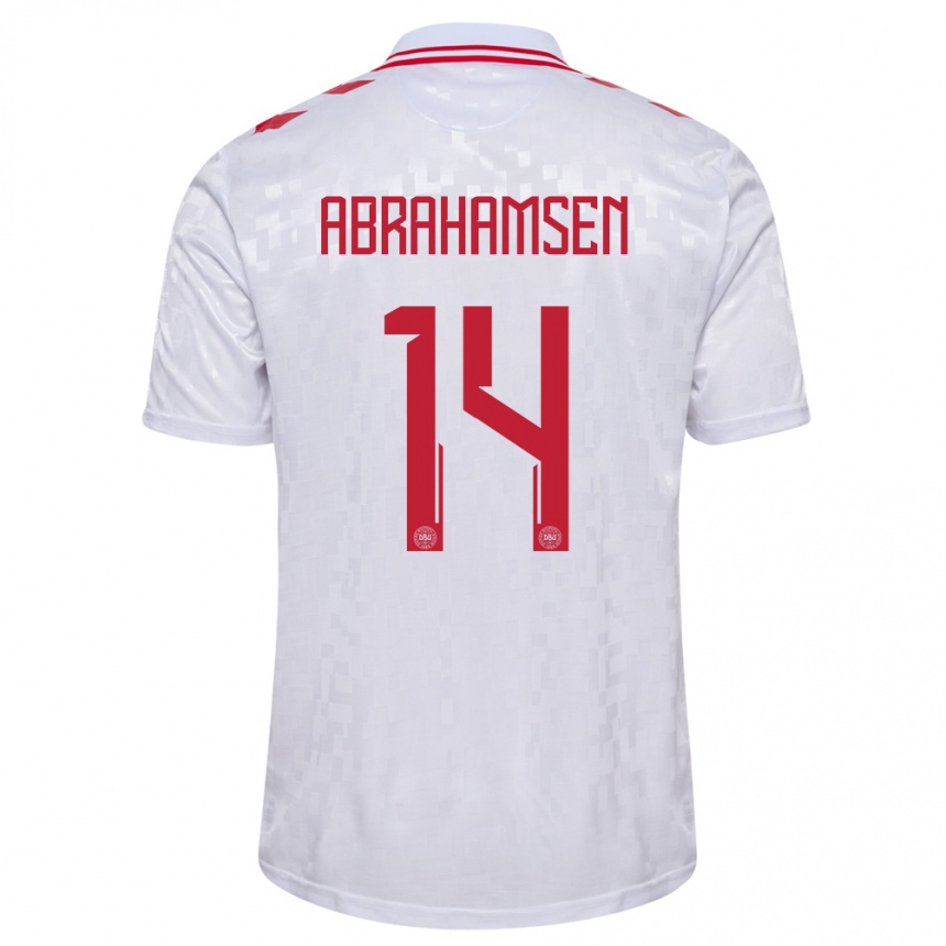 Men Football Denmark Mads Abrahamsen #14 White Away Jersey 24-26 T-Shirt Australia