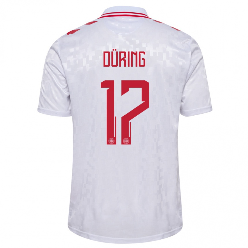 Men Football Denmark Rasmus Düring #17 White Away Jersey 24-26 T-Shirt Australia