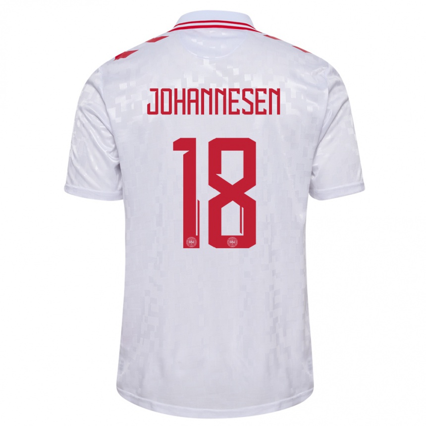 Men Football Denmark Sofus Johannesen #18 White Away Jersey 24-26 T-Shirt Australia