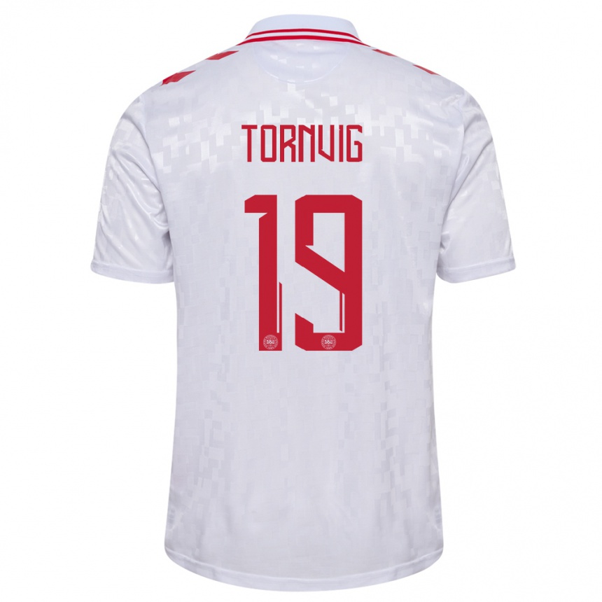 Men Football Denmark Nicolaj Tornvig #19 White Away Jersey 24-26 T-Shirt Australia