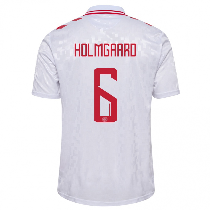 Men Football Denmark Karen Holmgaard #6 White Away Jersey 24-26 T-Shirt Australia