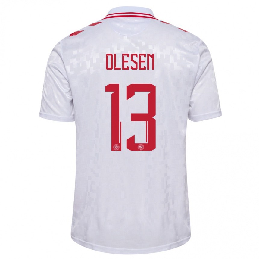 Men Football Denmark Karoline Olesen #13 White Away Jersey 24-26 T-Shirt Australia