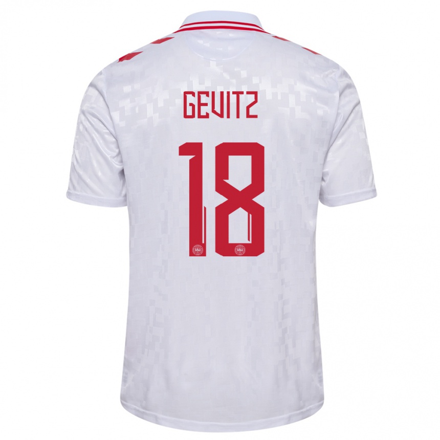 Men Football Denmark Luna Gevitz #18 White Away Jersey 24-26 T-Shirt Australia