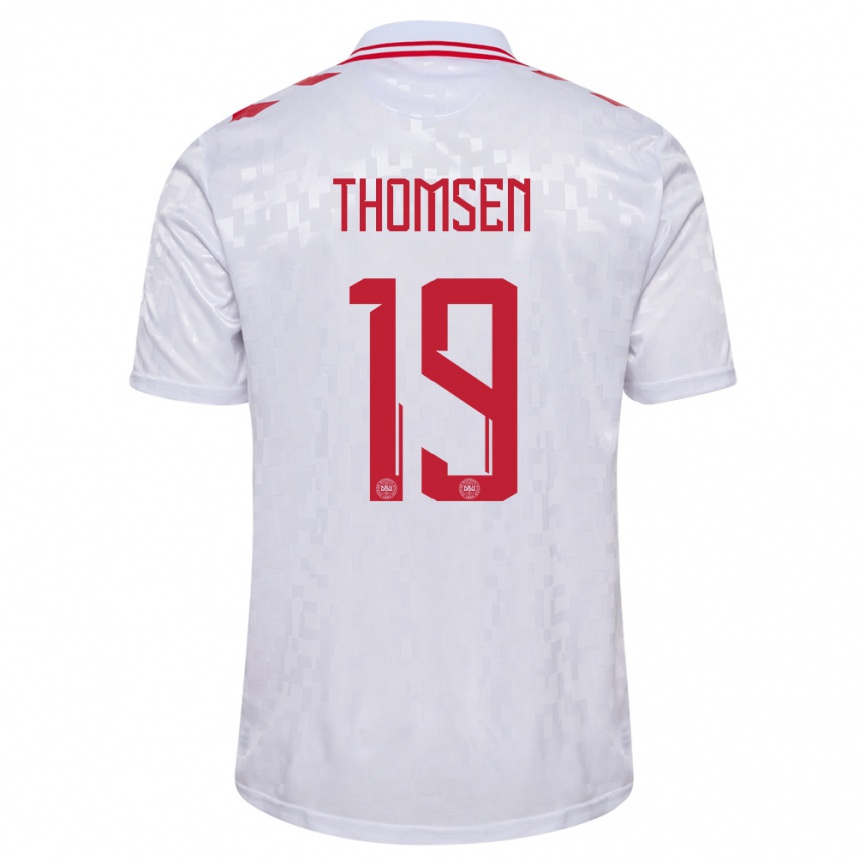 Men Football Denmark Janni Thomsen #19 White Away Jersey 24-26 T-Shirt Australia