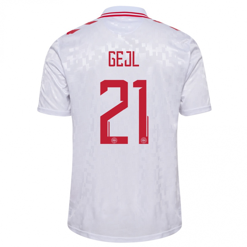 Men Football Denmark Mille Gejl #21 White Away Jersey 24-26 T-Shirt Australia