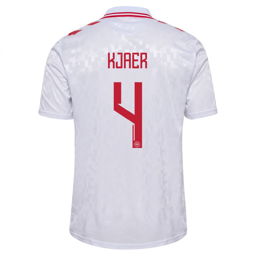 Men Football Denmark Simon Kjaer #4 White Away Jersey 24-26 T-Shirt Australia