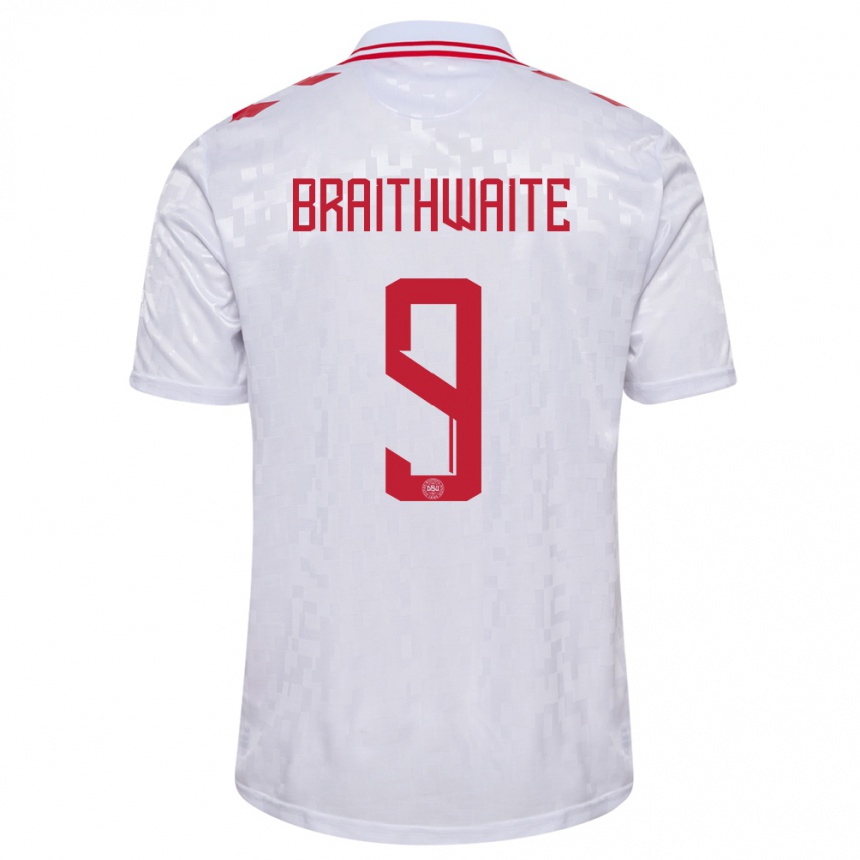 Men Football Denmark Martin Braithwaite #9 White Away Jersey 24-26 T-Shirt Australia