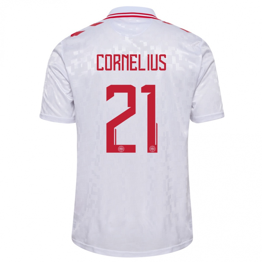 Men Football Denmark Andreas Cornelius #21 White Away Jersey 24-26 T-Shirt Australia