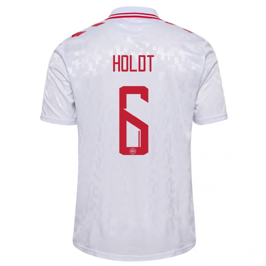 Men Football Denmark Olivia Holdt #6 White Away Jersey 24-26 T-Shirt Australia