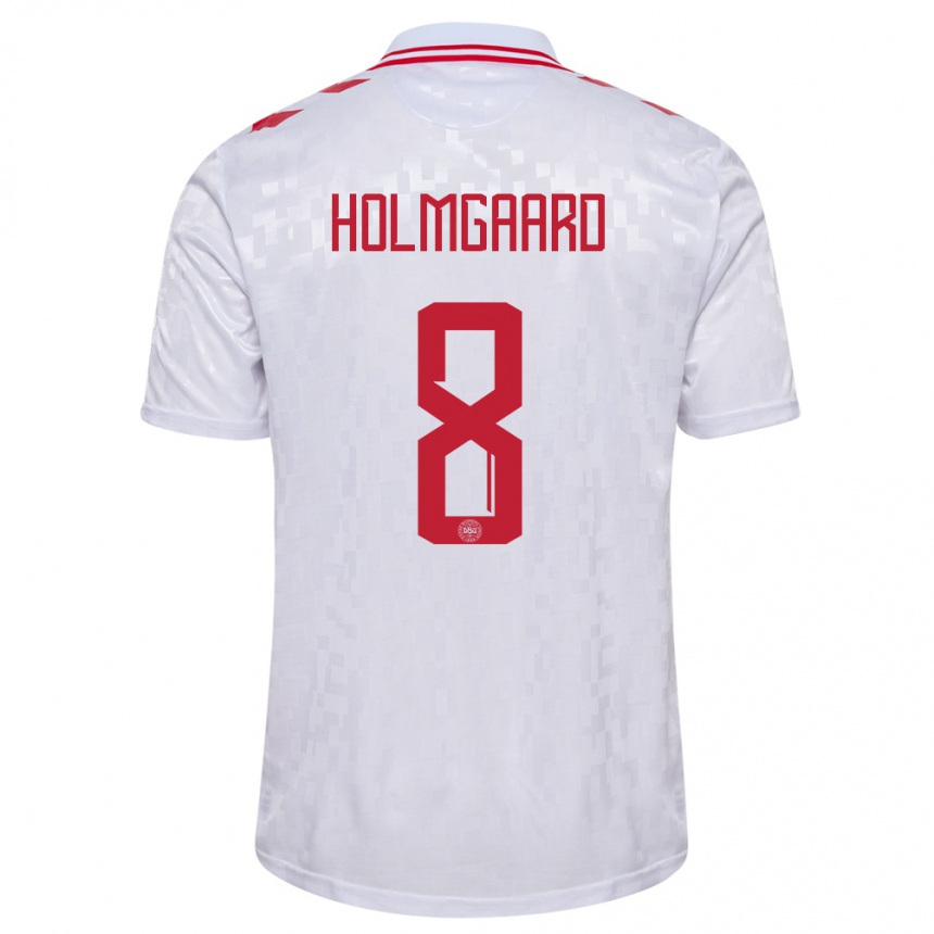 Men Football Denmark Sara Holmgaard #8 White Away Jersey 24-26 T-Shirt Australia