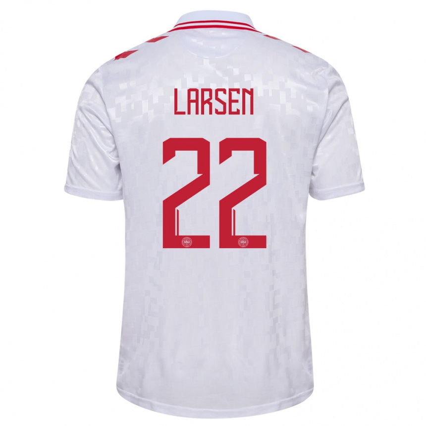 Men Football Denmark Kathrine Larsen #22 White Away Jersey 24-26 T-Shirt Australia