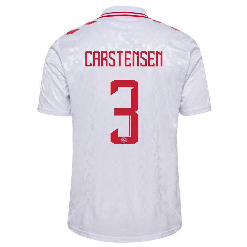 Men Football Denmark Rasmus Carstensen #3 White Away Jersey 24-26 T-Shirt Australia