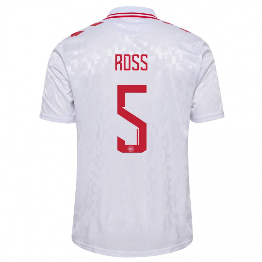 Men Football Denmark Mathias Ross #5 White Away Jersey 24-26 T-Shirt Australia