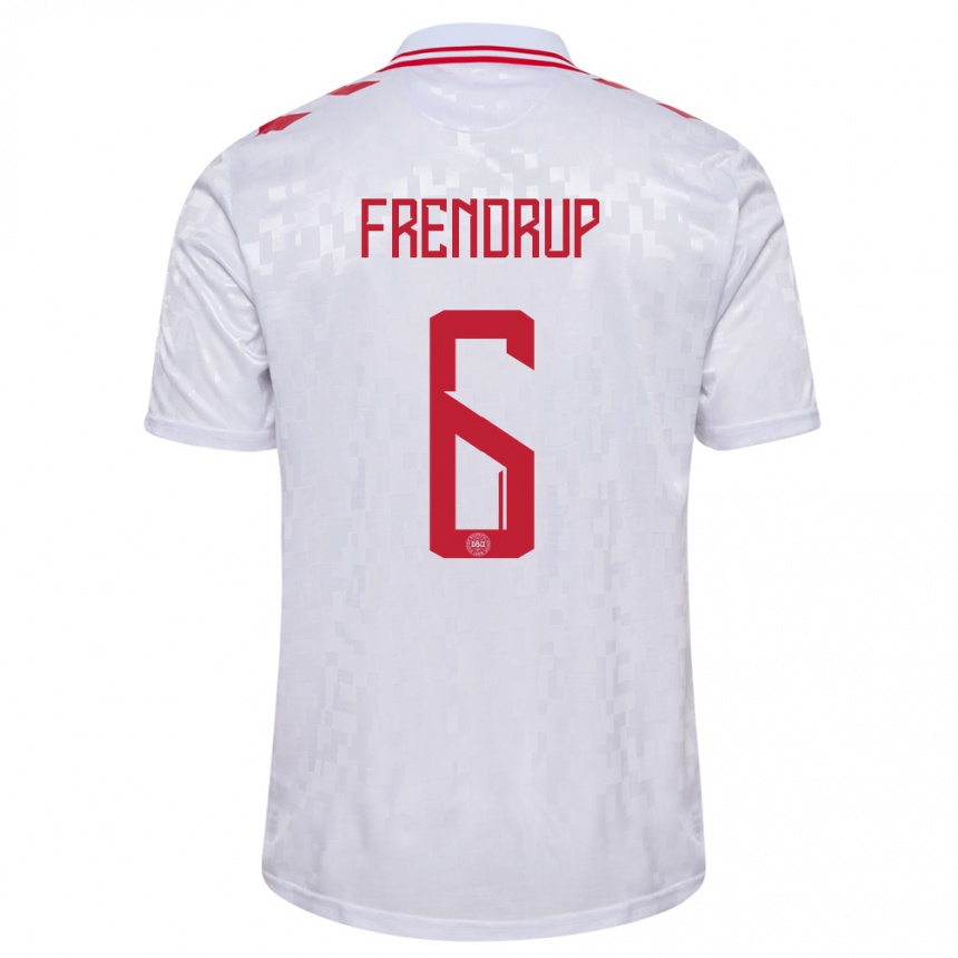 Men Football Denmark Morten Frendrup #6 White Away Jersey 24-26 T-Shirt Australia