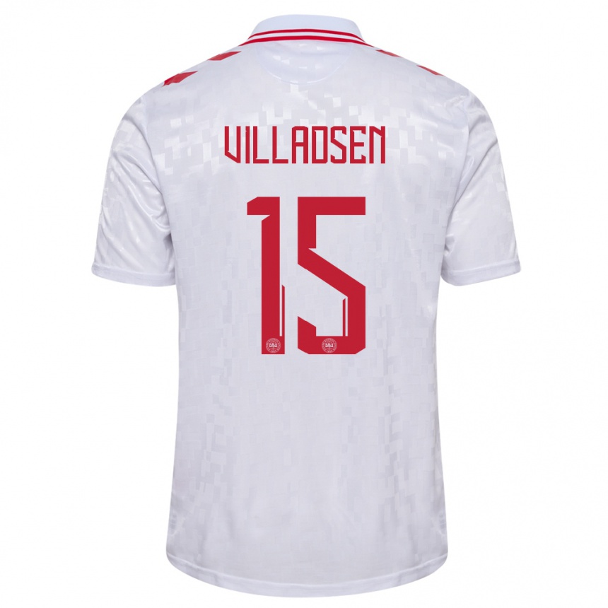 Men Football Denmark Oliver Villadsen #15 White Away Jersey 24-26 T-Shirt Australia